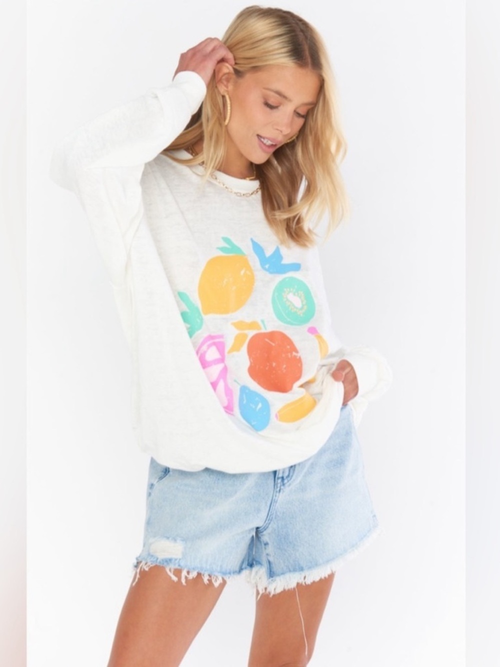 Show Me Your MuMu James Sweatshirt Fruit Graphic Oversized Medium